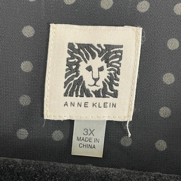 Anne Klein Womens Plus 3X Black White Polka Dot Tunic Blouse Long Sleeve Shirt - Picture 3 of 8